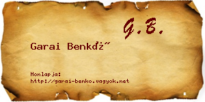 Garai Benkő névjegykártya